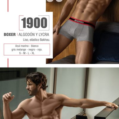 BÓXER CORTO ALGODÓN Y LYCRA LISO. ELÁSTICO BAKHOU NÁUTICO BAKHOU - Cod 1900