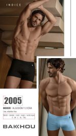 BÓXER ALGODÓN Y LYCRA. LISO CON COLLARETA. ELÁSTICO LISO. BAKHOU - Cod 2005