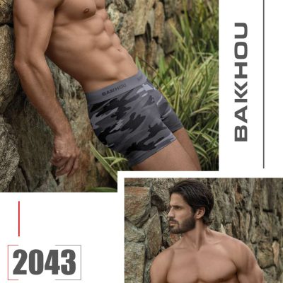 BÓXER ALGODÓN Y LYCRA. ESTAMPADO CAMUFLADO MILITAR. ELÁSTICO DOS TONOS. BAKHOU - Cod 2043