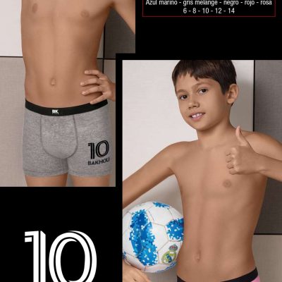 BÓXER DE NIÑO ALGODÓN Y LYCRA. LISO CON ESTAMPA LOCALIZADA ROBOT. ELÁSTICO LISO NEGRO. BAKHOU - Cod 4041