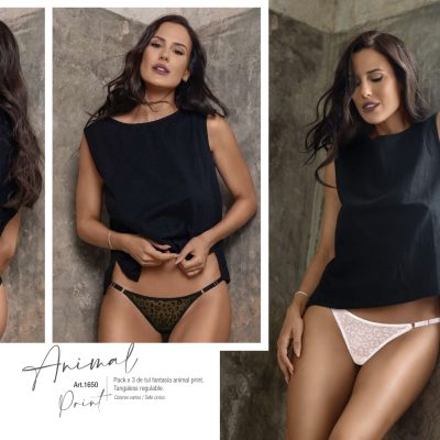 PACK X 3 DE TUL FANTASÍA ANIMAL PRINT. TANGALESS REGULABLE BELEN - Cod 1650