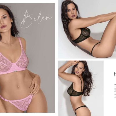 CONJUNTO DE ENCAJE. CORPIÑO CON ARCO Y DIJE PERSONALIZADO. TANGALESS REGULABLE BELEN - Cod 3771