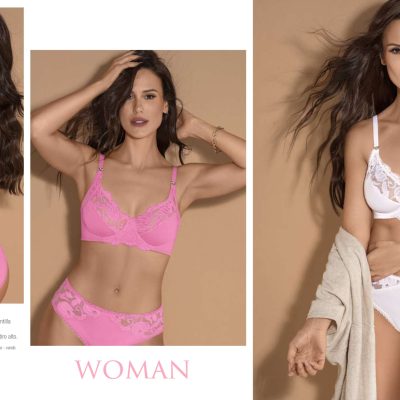 CONJUNTO DE MICROFIBRA Y PUNTILLA CON PASADORES STRASS. CORPIÑO CON ARCO. TIRO ALTO. BELEN - Cod 4450