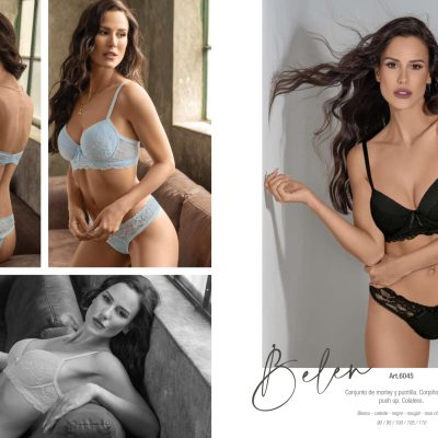 CONJUNTO DE MORLEY Y PUNTILLA. CORPIÑO SOFT SIN PUSH UP. COLALESS. BELEN - Cod 6045
