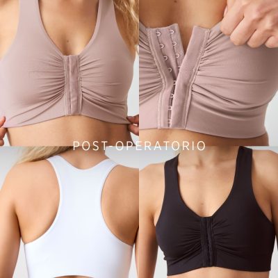 CORPIÑO POST-OPERATORIO DE MICROFIBRA CON ALGODÓN INTERNO Y BROCHE DELANTERO BRIGITTE - Cod 1716