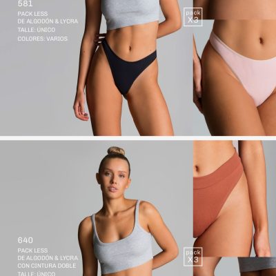 PACK X 3 LESS DE ALGODÓN Y LYCRA CON CINTURA DOBLE BRIGITTE - Cod 640