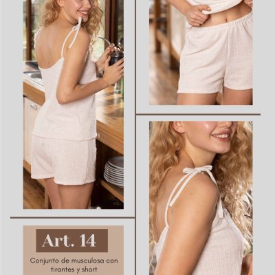 CONJUNTO DE MUSCULOSA CON TIRANTES Y SHORT DE MORLEY LINO FRASHE DREAMS - Cod 14