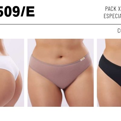 PACK X 3 DE CULOTELESS. TALLE ESPECIAL DE ALGODÓN Y LYCRA  FRASHE - Cod 509e