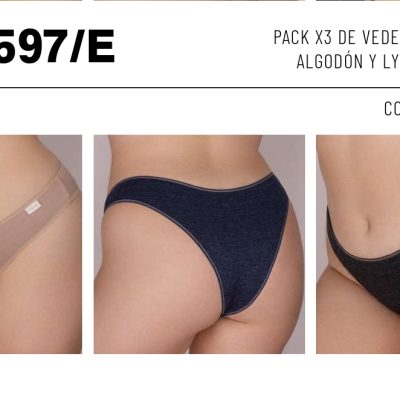 PACK X 3 DE VEDETINA ESPECIAL DE ALGODÓN Y LYCRA. LINEA DENIM  FRASHE - Cod 597e