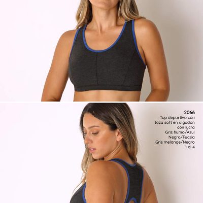 TOP DEPORTIVO EN ALGODÓN/LYCRA CON TAZA SOFT LADY JANE - Cod 2066
