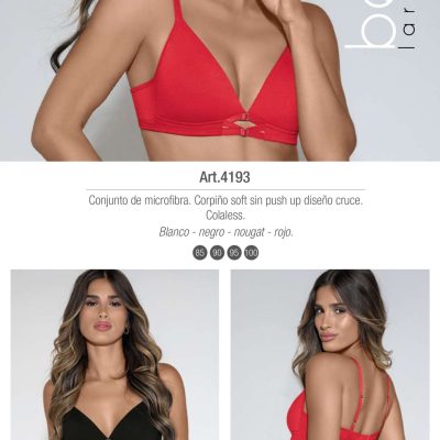 CONJUNTO DE MICROFIBRA. CORPIÑO SOFT SIN PUSH UP DISEÑO CRUCE. COLALESS. LARA - Cod 4193