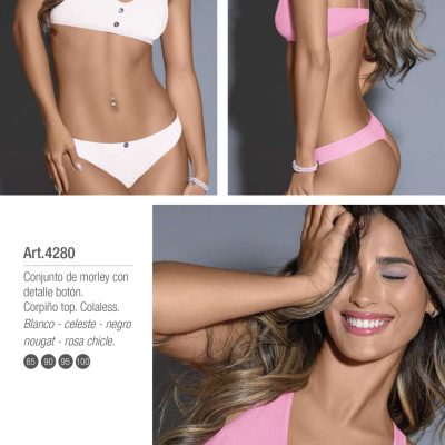 CONJUNTO DE MORLEY CON DETALLE BOTÓN. CORPIÑO TOP. COLALESS LARA - Cod 4280