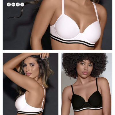 CONJUNTO ALGODÓN Y LYCRA ELÁSTICO 2 TONOS. CORPIÑO PUSH UP SOFT. COLALESS. LARA - Cod 4435