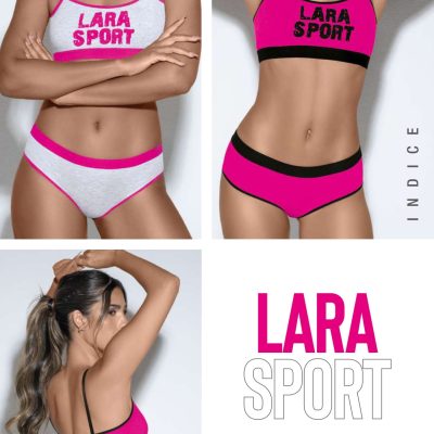 CONJUNTO DEPORTIVO DE ALGODÓN Y LYCRA CON ESTAMPA LARA SPORT. CORPIÑO TOP. CULOTTE. LARA - Cod 5700