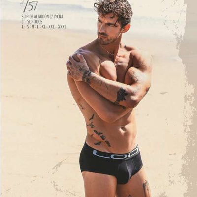 SLIP DE ALGODÓN Y LYCRA CON COLLARETA Y ELÁSTICO PERSONALIZADO LODY MEN - Cod 757e