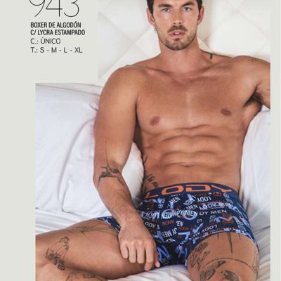 BÓXER DE ALGODÓN Y LYCRA ESTAMPADO LODY MEN - Cod 943