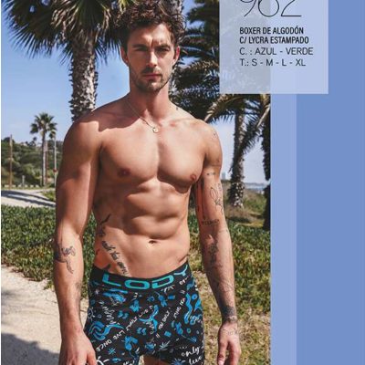 BÓXER DE ALGODÓN Y LYCRA ESTAMPADO LODY MEN - Cod 962