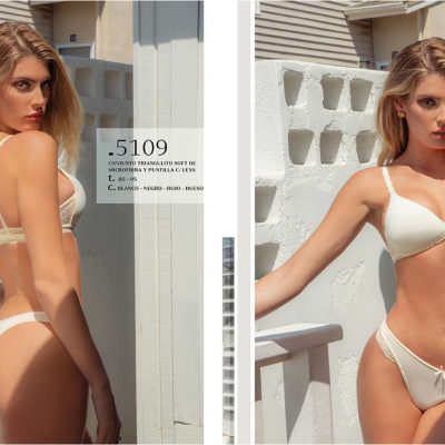 CONJUNTO TRIÁNGULO SOFT MICROFIBRA Y PUNTILLA C/ LESS   LODY - Cod 5109