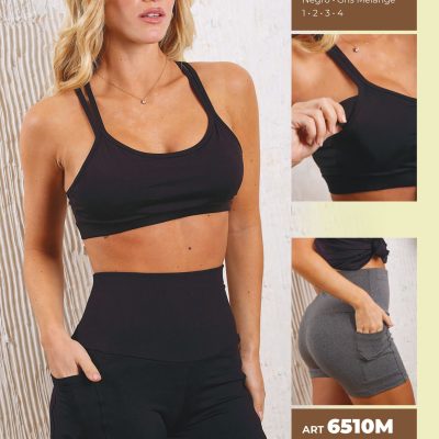 CALZA CORTA CINTURA ALTA CON BOLSILLOS DE POLISAP MOZIONE - Cod 6510