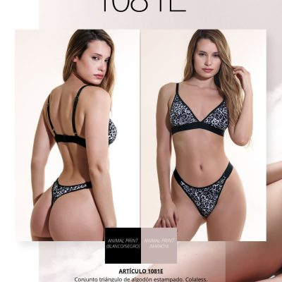 CONJUNTO TRIÁNGULO DE ALGODÓN ESTAMPADO CON COLALESS SEXY LALI - Cod 1081e