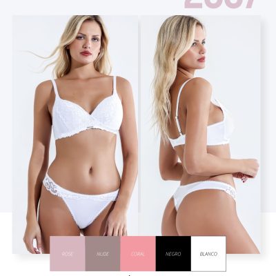 CONJUNTO TRIÁNGULO CON BASE PUNTILLA Y MICROFIBRA SEXY LALI - Cod 2007