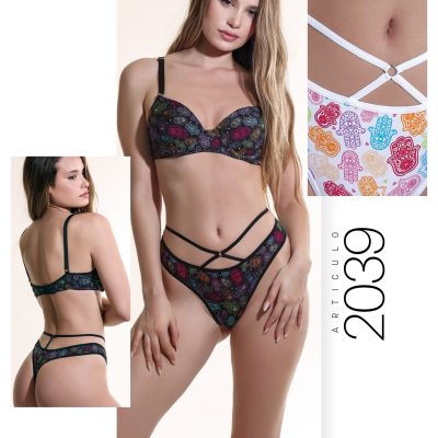 CONJUNTO TAZA SOFT MICROFIBRA ESTAMPADA COLALESS DOBLE CINTURA SEXY LALI - Cod 2039