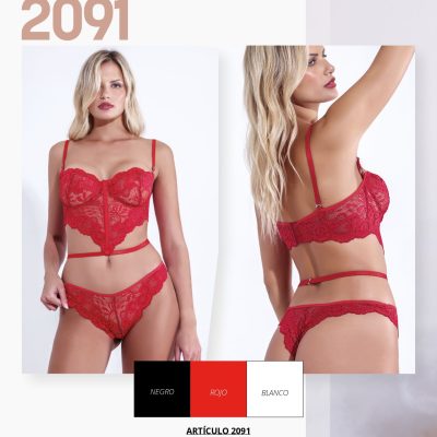 CONJUNTO CON ARCO DE PUNTILLA CON COLALESS  SEXY LALI - Cod 2091