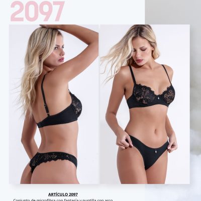 CONJUNTO MICROFIBRA FANTASIA Y PUNTILLA CON ARCO SIN TAZA CON COLALESS SEXY LALI - Cod 2097