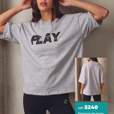 REMERÓN DE JERSEY MELANGE CON ESTAMPA SHEDYL - Cod 5240