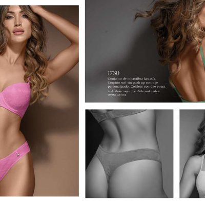CONJUNTO DE MICROFIBRA FANTASÍA. CORPIÑO SOFT SIN PUSH UP CON DIJE PERSONALIZADO. COLALESS CON DIJE. SIGRY - Cod 1730