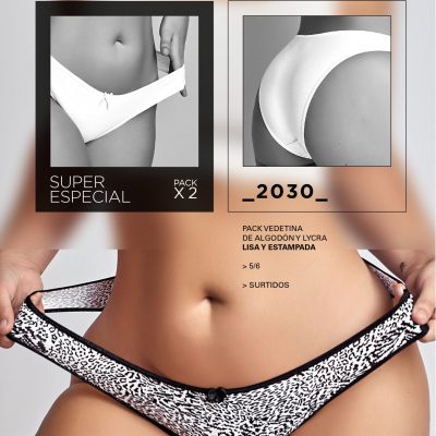 PACK X 2 VEDETINA DE ALGODÓN Y LYCRA LISA Y ESTAMPADA TAKKI - Cod 2030