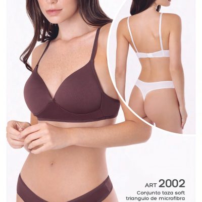 CONJUNTO TAZA SOFT TRIÁNGULO DE MICROFIBRA CON COLALESS UAILEE - Cod 2002
