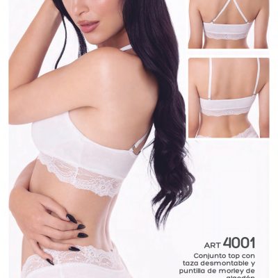 CONJUNTO TOP CON TAZA DESMONTABLE Y PUNTILLA DE MORLEY DE ALGODÓN  UAILEE - Cod 4001