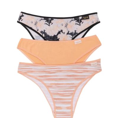 PACK X 3 DE VEDETINA DE ALGODÓN Y LYCRA ESTAMPADO DURAZNO  FRASHE - Cod 5005