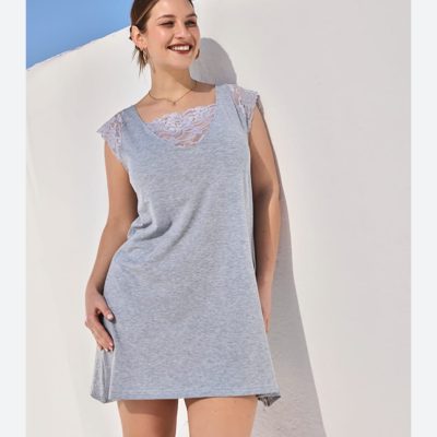 LÍNEA PRETTY. CAMISÓN CON APLIQUE  GEORGETTE - Cod 340e