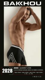 BÓXER ALGODÓN Y LYCRA. LISO CON ESTAMPA LOCALIZADA. ELÁSTICO CON DETALLE A CONTRATONO. BAKHOU - Cod 2028