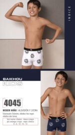 BÓXER DE NIÑO ALGODÓN Y LYCRA. ESTAMPADO CALAVERA BAKHOU - Cod BAKHOU-4045