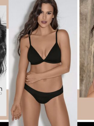 CONJUNTO DE MICROFIBRA. CORPIÑO TRIÁNGULO SOFT SIN PUSH UP, ESPALDA ELÁSTICO RASADO. COLALESS. BELEN - Cod 6076