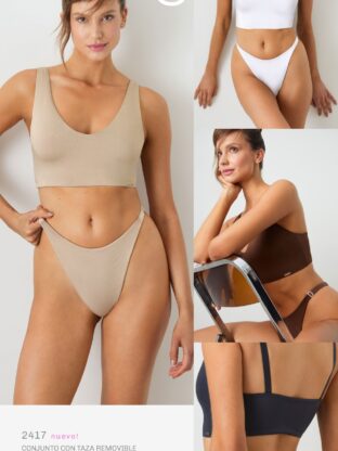 CONJUNTO CON TAZA REMOVIBLE DE MICROFIBRA Y LESS REGULABLE BRIGITTE - Cod 2417