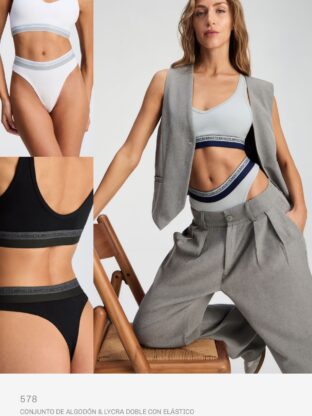 CONJUNTO DE ALGODÓN Y LYCRA DOBLE CON ELÁSTICO PERSONALIZADO Y LESS BRIGITTE - Cod 578