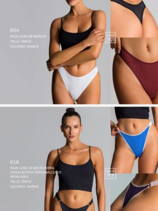 PACK X 3 LESS DE MICROFIBRA CON ELÁSTICO PERSONALIZADO REGULABLE BRIGITTE - Cod 618