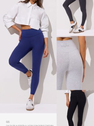 CALZA DE ALGODÓN Y LYCRA CON DOBLE CINTURA BRIGITTE - Cod G5