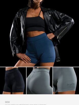 CALZA CORTA DE MICROFIBRA CON DOBLE CINTURA BRIGITTE - Cod G58