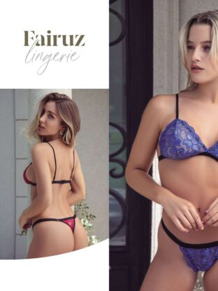 CONJUNTO TRIÁNGULO DE PUNTILLA CON TANGALESS FAIRUZ - Cod 232