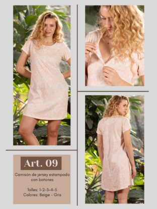 CAMISÓN DE JERSEY ESTAMPADO CON BOTONES  FRASHE DREAMS - Cod 09