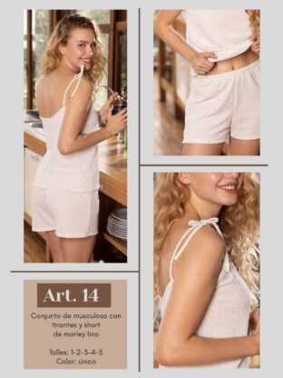 CONJUNTO DE MUSCULOSA CON TIRANTES Y SHORT DE MORLEY LINO FRASHE DREAMS - Cod 14
