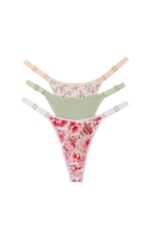 PACK X 3 DE TANGA CAVADA DE ALGODÓN Y LYCRA ESTAMPADO VINTAGE FRASHE - Cod 5001