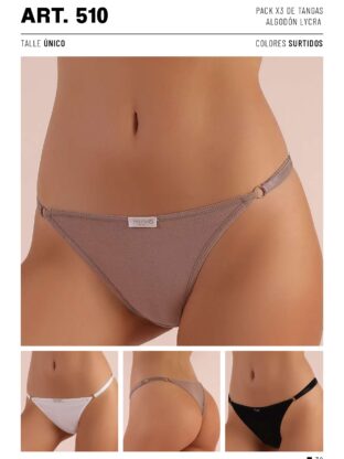 PACK X 3 DE TANGAS DE ALGODÓN Y LYCRA  FRASHE - Cod 510