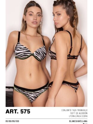 CONJUNTO TAZA TRIÁNGULO SOFT DE ALGODÓN Y LYCRA LÍNEA CEBRA FRASHE - Cod 575