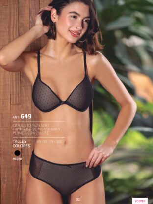 CONJUNTO TAZA SOFT TRIÁNGULO DE MICROFIBRA Y PLUMETI CON CULOTE  FRASHE - Cod 649